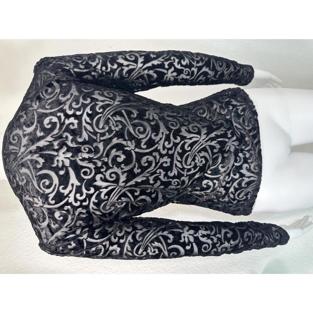 VTG Karen Kane Velvet Burnout Top Sz S Petite Gothic Black Romantic Whimsigoth - Picture 3 of 5